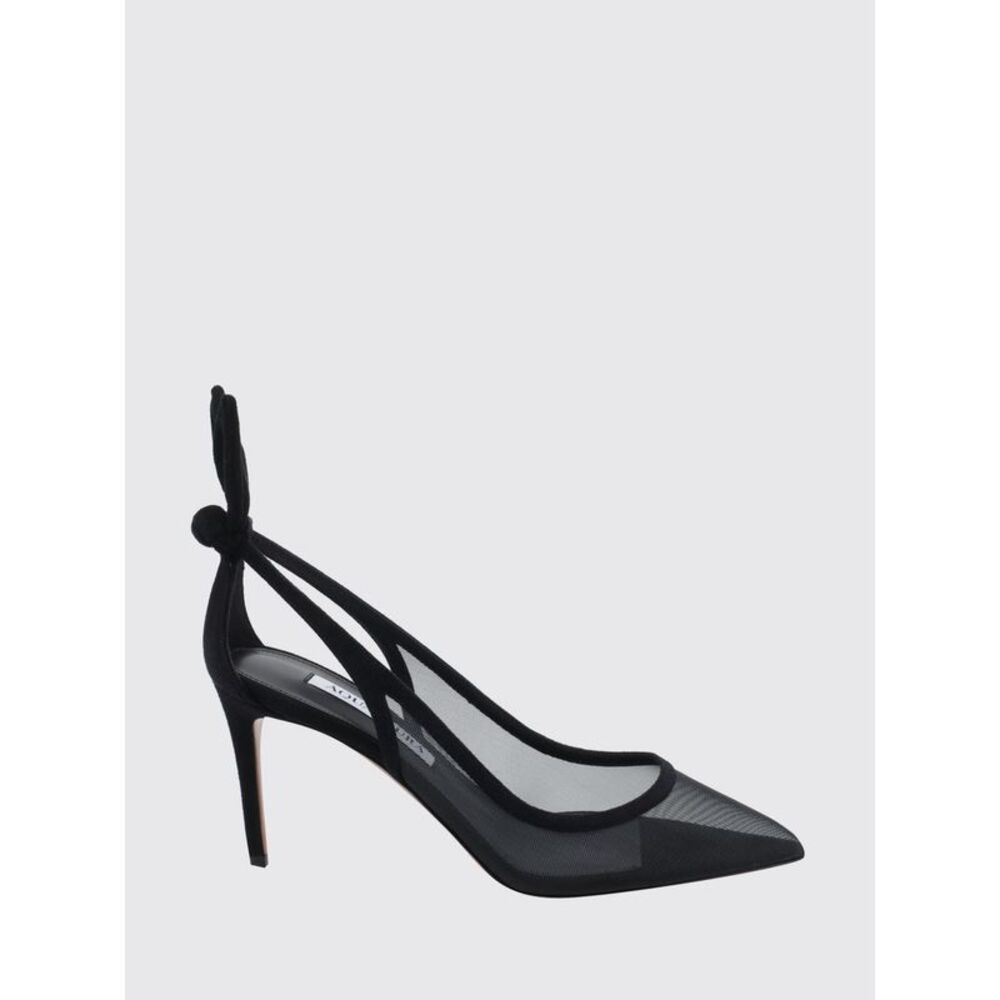 Aquazzura Bow Tie Mesh And Suede Court Shoes With Cut-Out Knot And High Heel